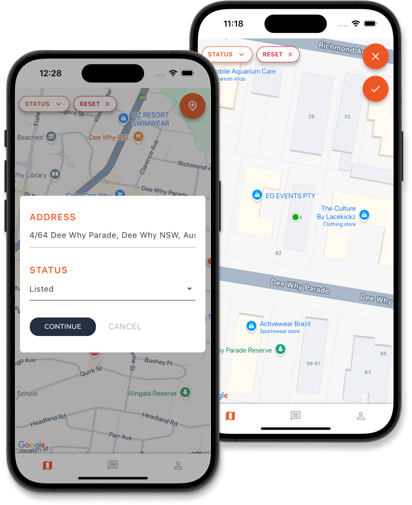 User adding a new property on app screen
